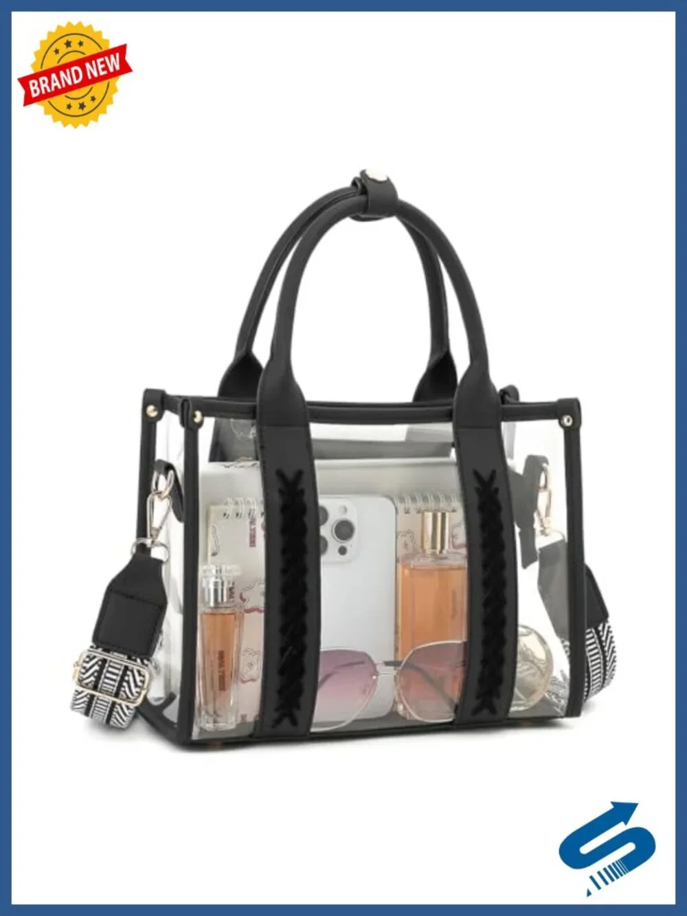 Clear Stadium Approved Tote Bag PVC Vegan Leather Crossbody for Concerts Work
